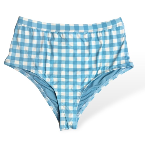 RIS-K Swim Roam Amoremar High-waist Plaid Bikini Bottoms - Picture 1 of 4